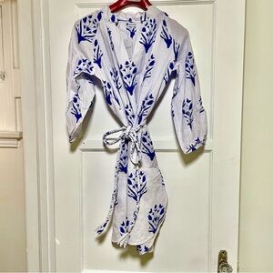 NWT Caryn Lawn Beach Dress in Grecian🇬🇷Blue and White Print - One Size